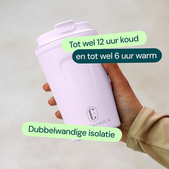 Castagnola Thermosbecher - Kaffeebecher To Go - Reisebecher für Kaffee und Tee - Teebecher - 380 ML - Edelstahl - Violett