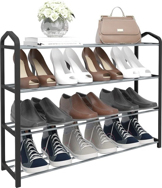 Schuhregal - Schuhorganisator - Schuhständer - Schuhhalter - Schuhregal - Schuhaufbewahrung - Schuhdisplay - Grau - 79x19.5x62cm