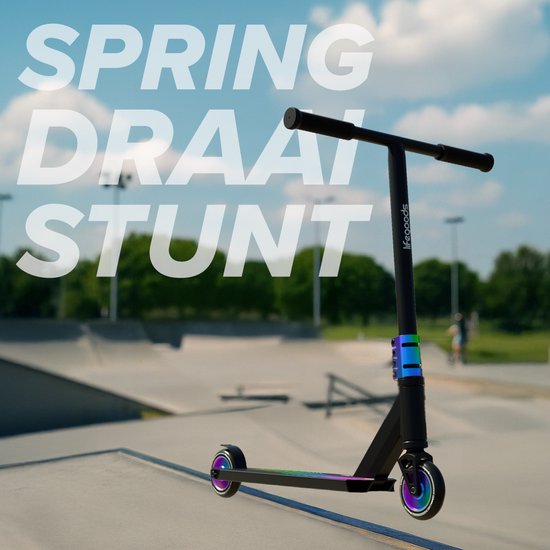 LifeGoods Stuntstep Pro X - T-Bar - HIC - Schritt für Kinder - Jungen/Mädchen - 110mm - 100KG - Regenbogen
