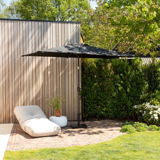 VONROC Premium Sonnenschirm Rapallo 200x300cm - Langlebiger Sonnenschirm - Neigbar - UV-beständiges Tuch - Anthrazit/Schwarz - Inkl.