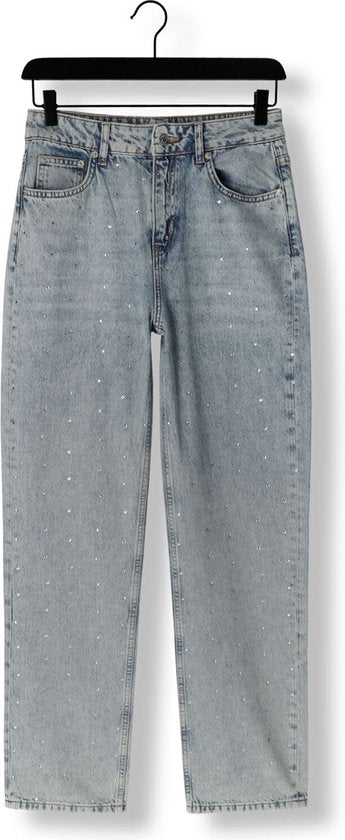 Bunte Rebel Jones Strass Mid Rise Straight Leg Denim Hosen - S