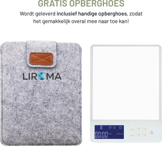 LIROMA® Tageslichtlampe - Blaues und weißes Licht - 10.000 LUX - Timer - Lichttherapie - Schreibtischlampe