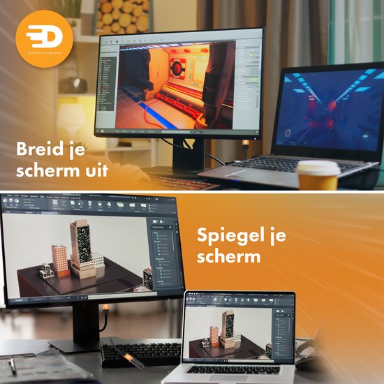 Drivv. USB C zu HDMI Adapter - Unterstützt 4K 60Hz - Thunderbolt 3 - Nylon - Grau