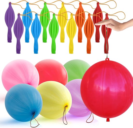 Partizzle 36x bunte Latex-Luftballons - Großer Hüpfballon - Riesen-Box-Ballon-Geschenke - Grabbelton Treat Gifts - Für Kinder & Kleinkinder - XL / 45 cm