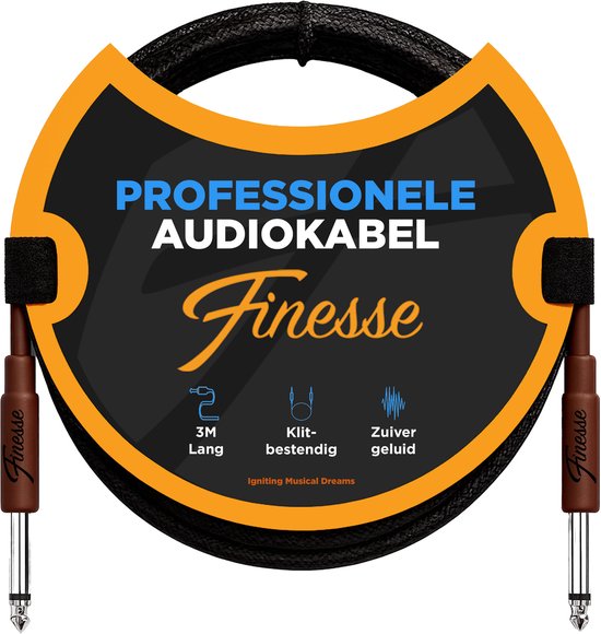 Finesse Gitarrenkabel PRO - 300 cm - Klinke 6,35mm - Audiokabel - Instrumentenkabel - Gitarrenkabel