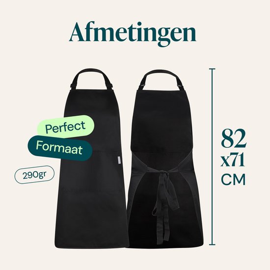 Castagnola Küchenschürze - Wasser- und schmutzabweisend - Professionelle Kochschürze - Schürze für Frauen und Männer - Catering-Schürze - Unisex - Verstellbare Schnalle - Extra große Fächer - Schwarz