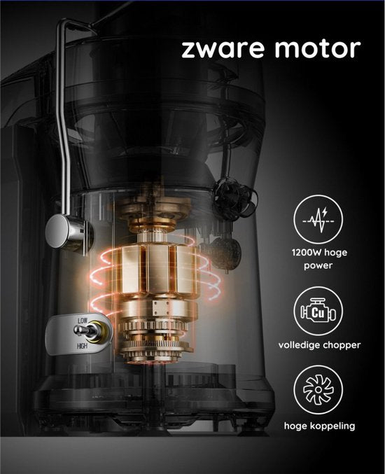 Safecourt Kitchen Entsafter - Für Obst und Gemüse - Große Einfüllöffnung - 3 Geschwindigkeiten - 1200 Watt