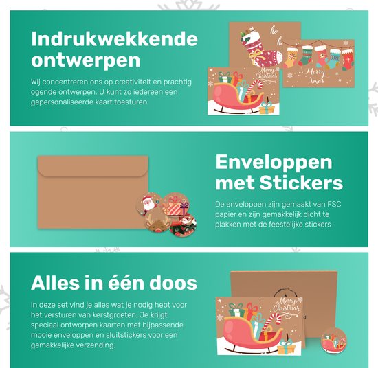 Giftmas Weihnachtskarten - Grußkarten - 36 Stück - Mit Umschlägen und Aufklebern - 10x15cm