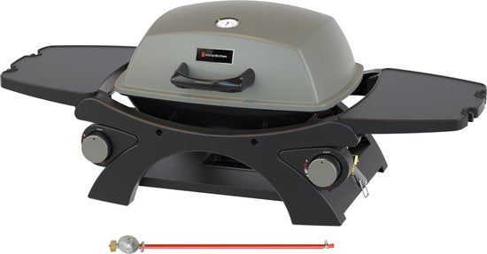 KitchenBrothers Gas BBQ - Table Top Barbecue - Tischgrill - Antihaftbeschichtung - 37x48 cm Grillfläche - Schwarz