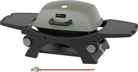KitchenBrothers Gas BBQ - Table Top Barbecue - Tischgrill - Antihaftbeschichtung - 37x48 cm Grillfläche - Schwarz