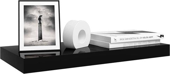 Woltu Volato Wandregal – 70 x 22,9 x 3,8 cm – Wandmontage – Hochglanz Schwarz
