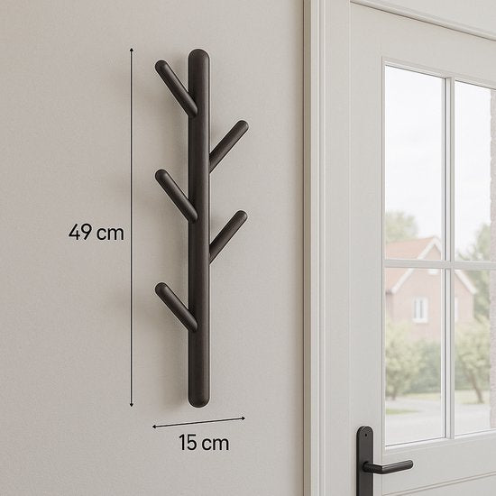 Bayt Wandgarderobe - Garderobenständer - Garderobenständer Holz - Garderobenständer - 5 Haken - Schwarz