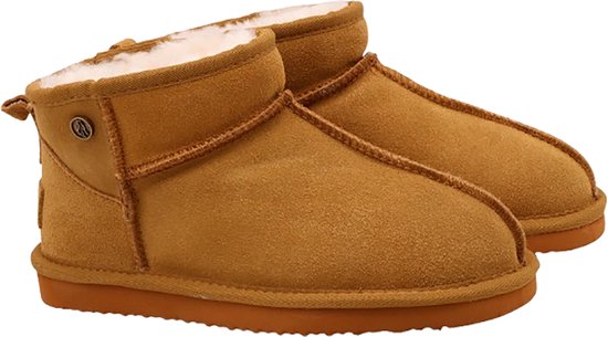Alpacas Footwear - Damen - Kurzstiefel aus echtem Wildleder mit cooler Naht - Gefüttert mit 100% weicher Lammwolle - Kastanie - 36