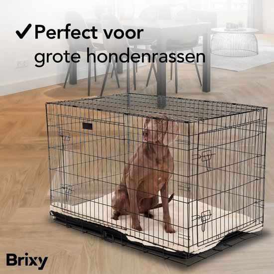 Brixy Hundebank - Bank für Hunde - Größe XL - faltbar - 107 x 72 x 77 CM - 2 Türen - Schwarz