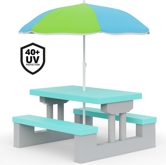 Spielwerk Kinder-Garten-Set - Inkl. Sonnenschirm UV-Schutz - Mintgrau