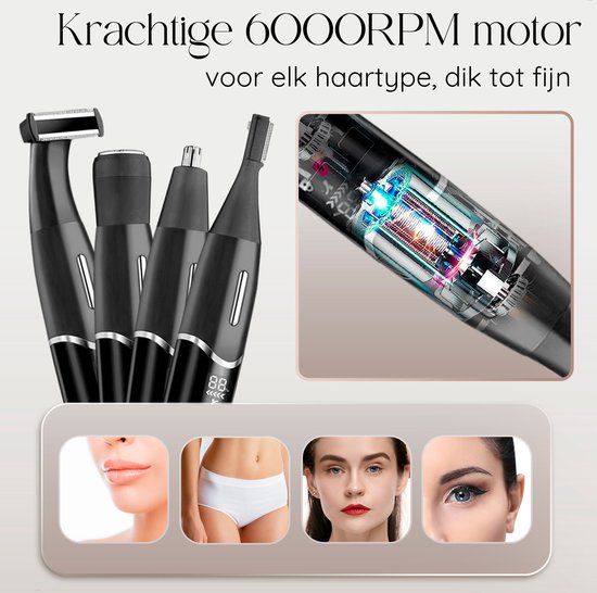 4-in-1 Bikini-Trimmer - Sansbeauté® - Gesicht - Achseln - Beine - Bikinizone - Augenbrauentrimmer - Gesichtshaarentfernung Damen - Intimbereich - Ladyshaves Bikini - Epilierer elektrisch