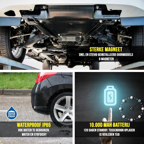 Strex GPS Tracker - Echtzeit mit App - 120 Tage Batterie - IP65 Wasserdicht - Kabellos - Kein Abonnement - Schwarz