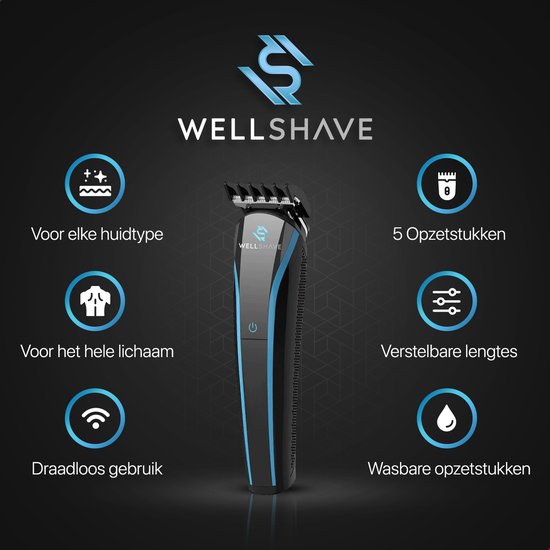 Wellshave 5 in 1 Barttrimmer Männer - Trimmer Bart und Körper - Bodytrimmer Männer - Bodygroomer Männer