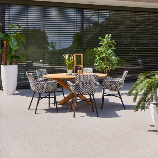 Hartman Athens Gartenstuhl - Nouveaux Rotin Weiß-Schwarzes Geflecht