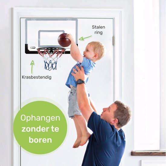 Mini Basketball Set - Inkl. Ball & Pumpe - Reifen - Korb - Ringe - Basketbälle - Ring für Kinder - Netz - Indoor - Brett - Stange - Für Zimmer - Basketballring