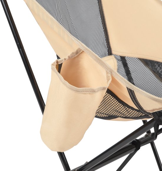 VirtuFit Camping Chair Compact - Strandstuhl - Inklusive Tragetasche - Geeignet für Festivals, Campingplätze und Strände - Inklusive Armlehnen - Einfaches Tragen und Aufstellen - Beige