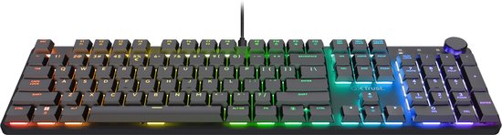 Trust GXT 866 Torix – Mechanische Gaming-Tastatur – Voll-RGB – Weiße Schalter – PC/PS5 – US-QWERTY – Schwarz