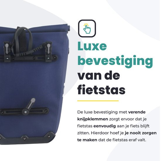 Voltano Luxe E-Bike Gepäcktasche 28L - Marineblau - Gepäckträgertasche mit Laptop-Fach - 100% wasserdicht - mit Schultergurt