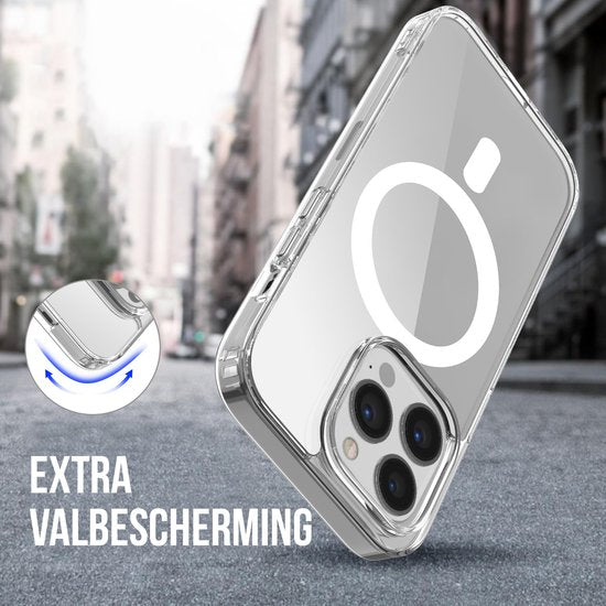 Podec Magsafe Case Passend für iPhone 13 Pro - Mit 3x Bildschirmschutz + 3x Kameraschutz - Magnetisch mit Ring Transparent - Handytasche Transparentes Case