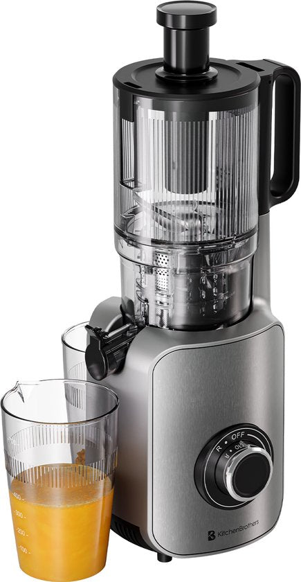 KitchenBrothers Slowjuicer - Vertikal - Entsafter - Gemüse- und Obstpresse - 126 mm - 750 ml - Grau