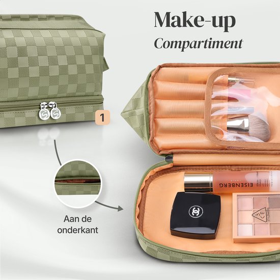 Skycases Travel Essentials - Kulturtasche und Make-up-Organizer - wasserdicht und kompakt - geeignet für Reisen und den täglichen Gebrauch - Unisex - Matcha Grün