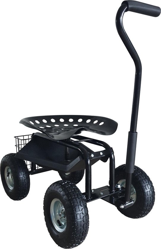 AXI AG22 Gartenhocker auf Rädern für den Garten in Schwarz - Gartenhocker - Kniebundhocker aus Metall mit maximaler Belastung von 150 kg - Sitzhocker mit Stauraum für die Gartenarbeit