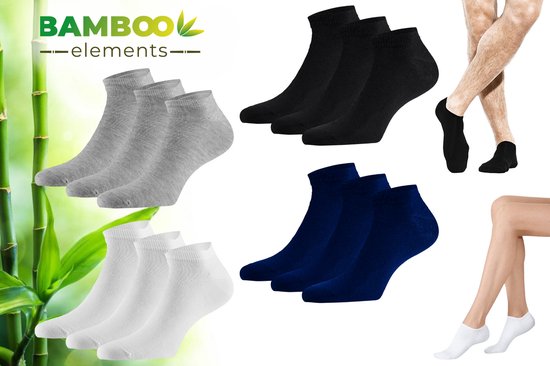 Bamboo Elements – Sneaker-Socken, 12er-Pack – gemischt – 43–46 – Bambus-Socken – Sneaker-Socken für Herren – Sneaker-Socken für Damen – Sneaker-Socken