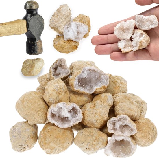 Partizzle 25x Grobstrass Geoden - Machen Sie Ihre eigenen offenen Baugruppen - Machen Sie Kristalle / Edelsteine Mineralien - Share Geschenke für Kinder - Grabbelton Treat Geschenke - Medium 2/4 cm