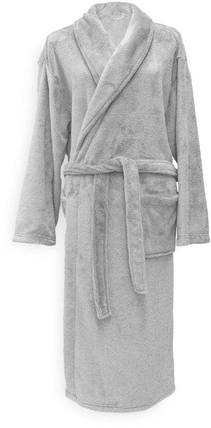 Zohome Bademantel Cara - Bademantel für Damen und Herren - L - Morgenmantel - Geeignet für die Sauna - Grau