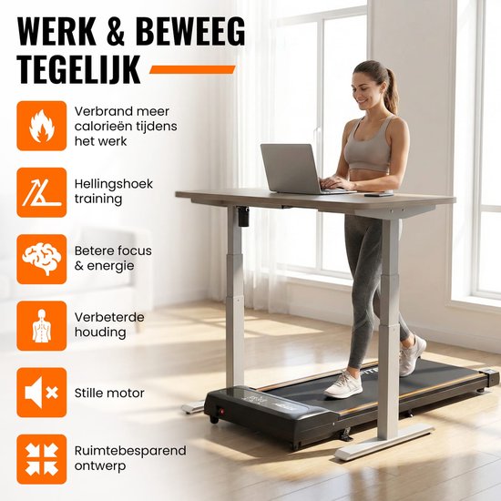 Fitby Laufband - Laufband mit Steigung 5% - 8% - Laufband 1-8 km/h - Laufband - Walking Treadmill - Schwarz Orange