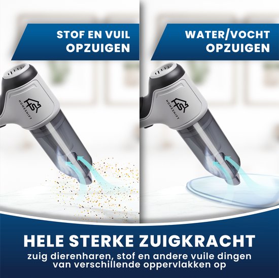 HomeShift® Autostaubsauger Cordless V2 - Krümelsauger - Handstaubsauger - Kleinstaubsauger - Schnurloser Staubsauger - Air Duster - Nass & Trocken - Grau