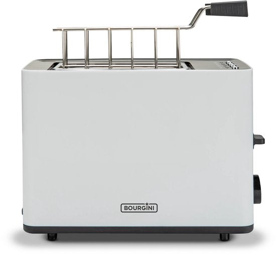 Bourgini Tosti-Toaster mit Bagel-Funktion – Toaster mit Toastklammern – Weiß, mattes Finish – Extra breiter Schlitz, geeignet für 2 Tostis