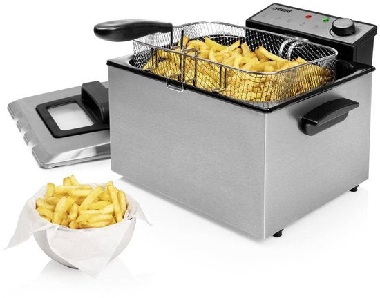 Princess Fryer 185000 - Großfritteuse - 1 großer und 2 kleine Körbe - 5 Liter - 3270W - Sichtfenster - Kaltzone - Anti-Geruchsfilter