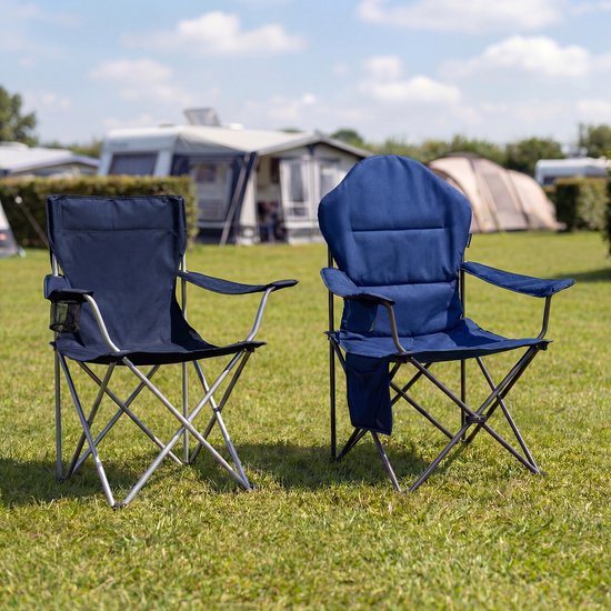 TRVLMORE Campingstühle XXL - klappbar - 2er-Pack - 160KG Tragkraft - Inkl. Tragetasche - Klappstuhl - Angelstuhl - Campingstuhl - Klappstuhl - Blau