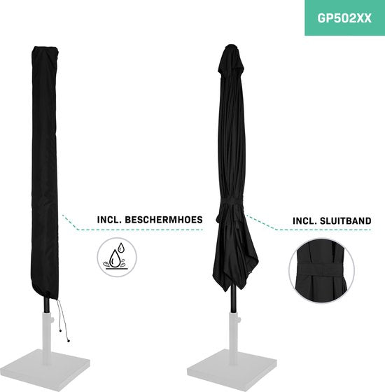 VONROC Premium Stick Sonnenschirm Rosolina - 280x280cm - Inkl. Schutzhülle - Quadratisch - Neigbar - UV-beständiges Tuch - Schwarz