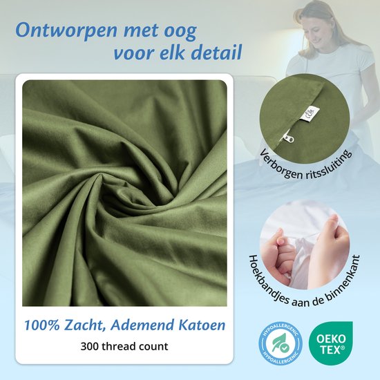 Bezug für Ellas Schmusedecke 200 x 200 CM - 11 KG & 13 KG - Bezugshülle aus 100% Bio-Baumwolle - Olivgrün