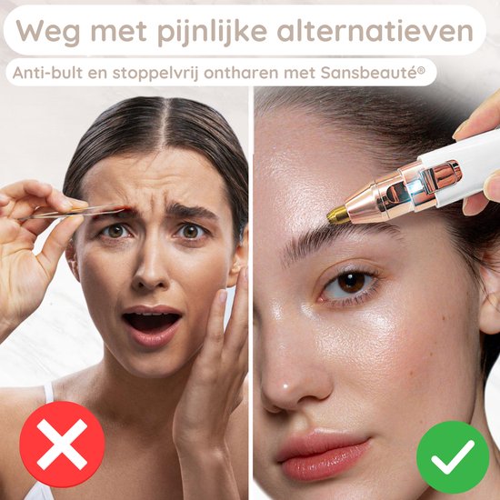 Augenbrauentrimmer - Gesichts-Haarentfernungsgerät Damen - Gesichts-Haarentfernung Frau - Sansbeauté® - Gesichts-Haarentfernungsgerät Damen - Enthaarungsmittel - Makelloser Gesichts-Haarentferner - Mini-Rasierer Trimmer - Elektrisch