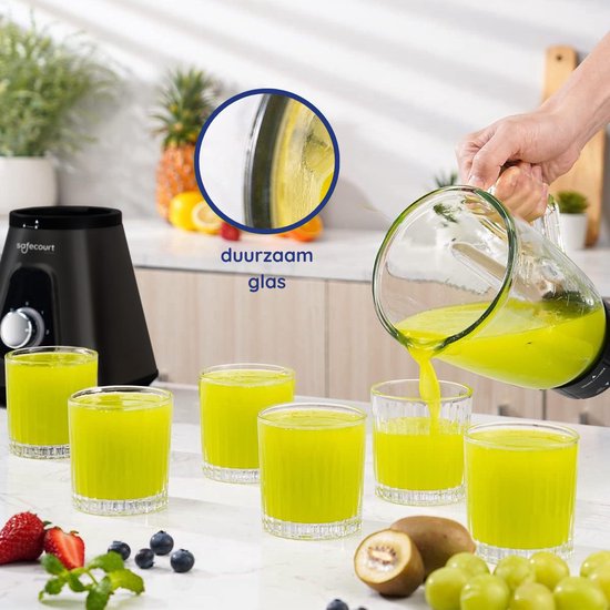 Safecourt Küchenmixer - Leistungsstarker - 1200-Watt-Mixer - Mit To-Go-Becher - 3 Ständer - Schwarz