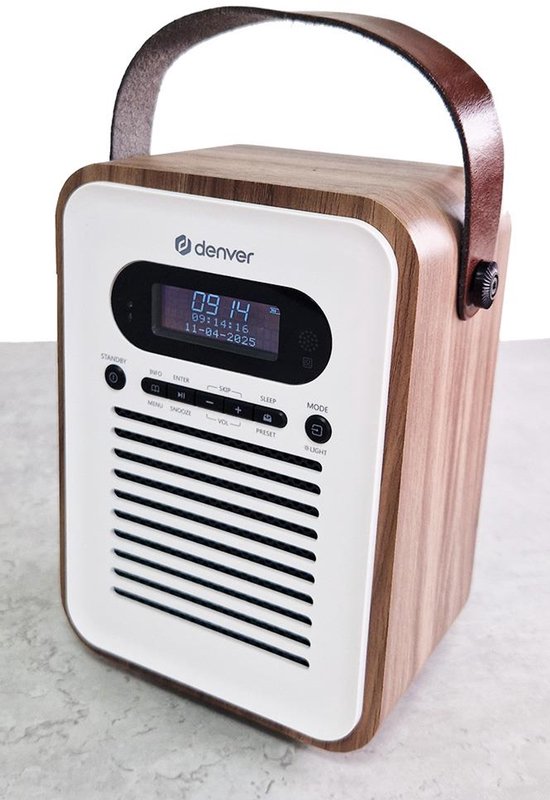 Denver Retro Radio DAB+ - FM - Bluetooth - Weckerfunktion - Holz/Weiß
