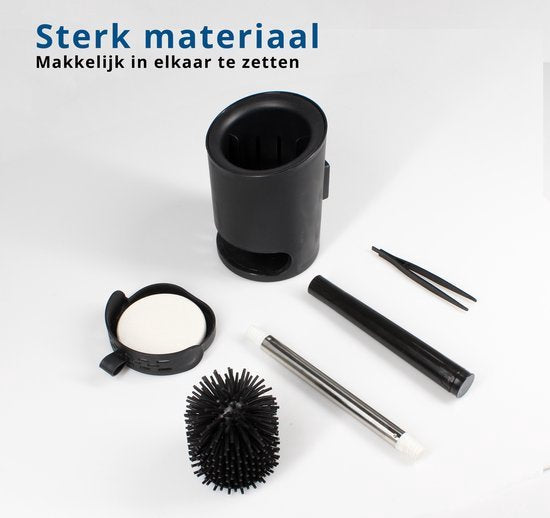 EasyPicks Premium Toilettenbürste - Toilettenbürste - mit Halter - antibakteriell - mit Geruchsspender - schwarz