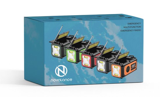 Novalance Emergency Radio - Solar Rewindable 12,000mAh - MODELL 2025 - Solar-Powerbank - Survival Emergency Kit - Taschenlampe - Notfall-Kit - Notfall-Ration - Radio