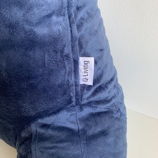 Q-Living XXL Lesekissen mit extra Nackenrolle - Relaxkissen - Sitzkissen - Rückenstütze - Lesekissen fürs Bett - Blau