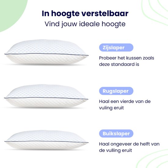 SoulsnoozeÂ¬Ã† - Luxuriöses Qualitätskissen Gloom - Verstellbares Design - Geeignet für Rücken-, Seiten- und Bauchschläfer - 60x70 cm - Schlafzimmerkissen - Anti-Allergie - Kühlend - Waschbar