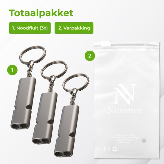 Nuvance Notfallpfeife - Pfeife für Notfälle und Überleben - Pfeife mit hoher Dezibel - 120dB - Notfallpfeife bei Katastrophe - 3 Stück