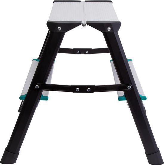 VONROC PRO Doppelstufenleiter 2 Stufen - klappbare Arbeitstreppe/Haustreppe - max. Belastbarkeit 150kg - rutschfest